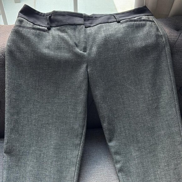 EXPRESS Gray Straight Leg Slacks Black Contrast Waist Size 8 - Picture 6 of 7